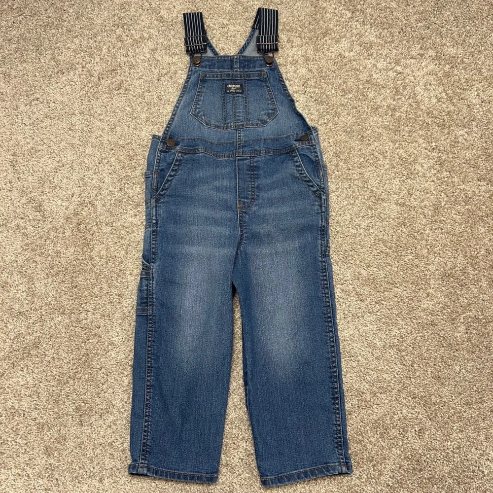 Oshkosh B'Gosh Denim Overalls Size Toddler 5T Adjustable Straps Unisex Boys Girl